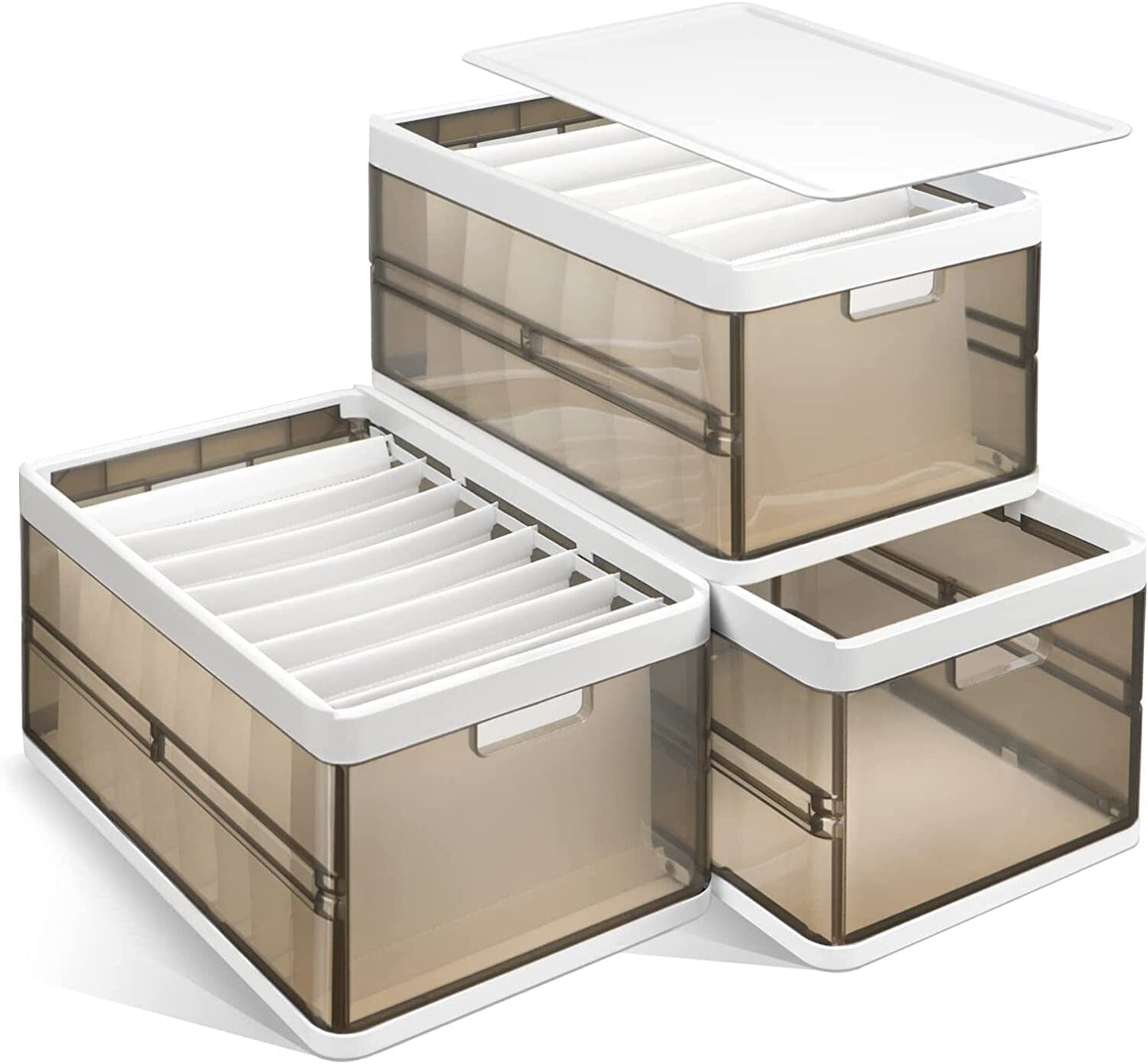 3-Pack: Foldable Storage Bin with Lid Stackable Plastic Closet Organizer __stock:50 Closet & Storage refund_fee:1800