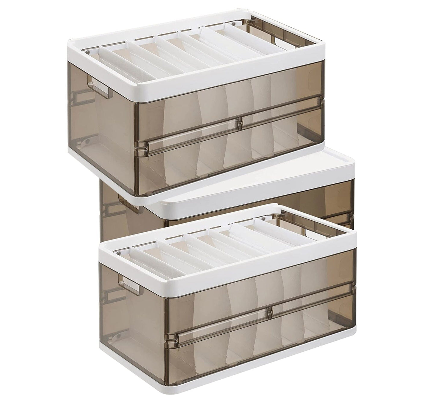 3-Pack: Foldable Storage Bin with Lid Stackable Plastic Closet Organizer __stock:50 Closet & Storage refund_fee:1800