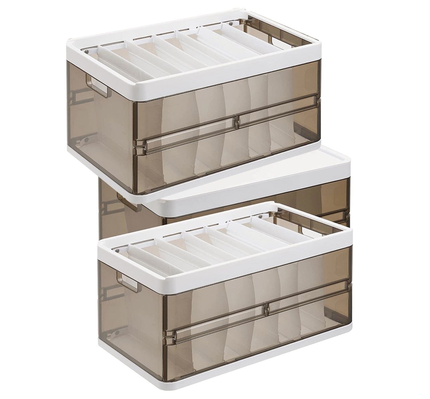 3-Pack: Foldable Storage Bin with Lid Stackable Plastic Closet Organizer __stock:50 Closet & Storage refund_fee:1800