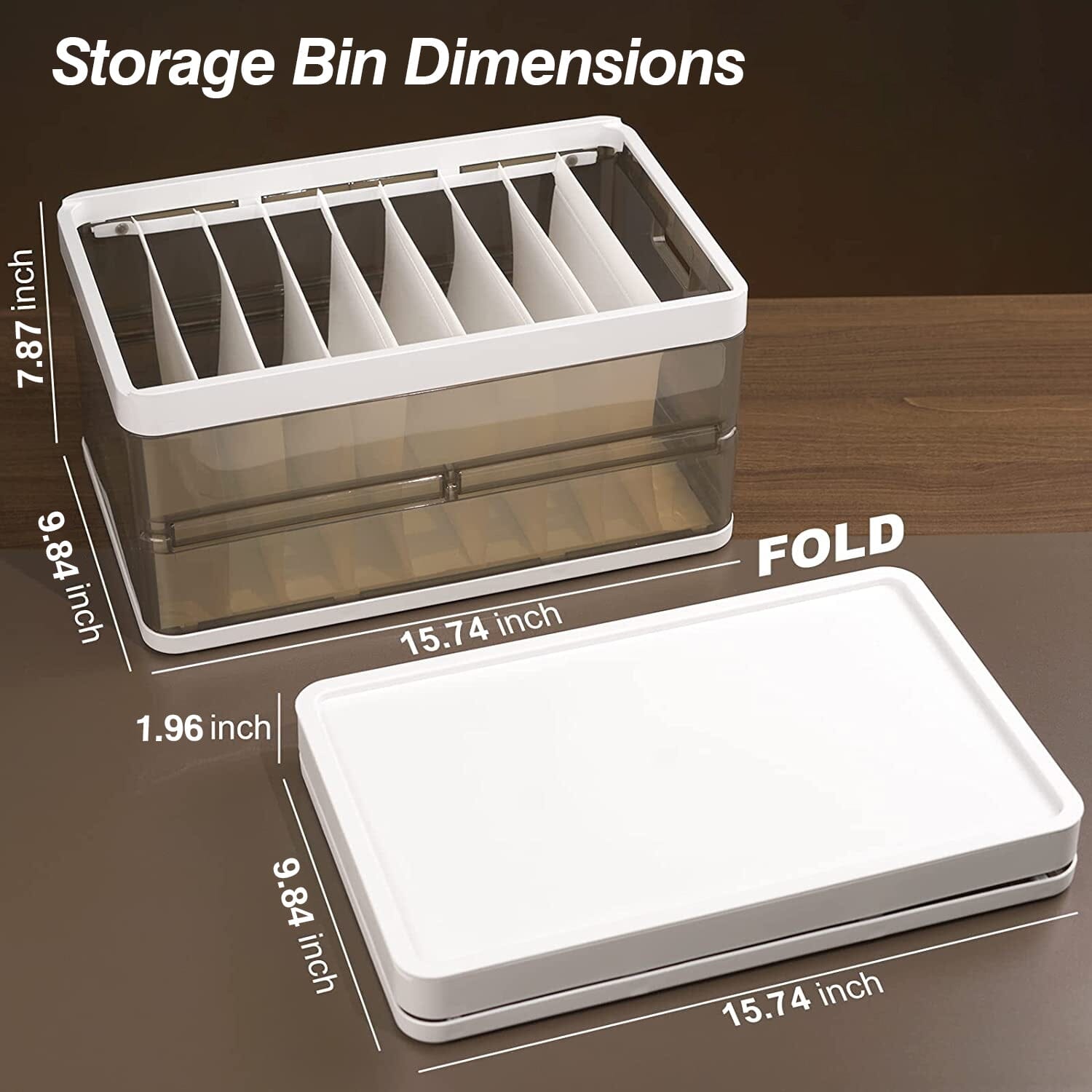 3-Pack: Foldable Storage Bin with Lid Stackable Plastic Closet Organizer __stock:50 Closet & Storage refund_fee:1800