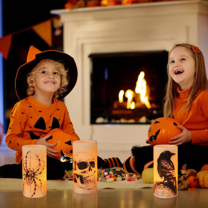 3-Pack: Halloween Battery Operated Flameless Candle Lamp with Timer Setting __stock:50 Holiday Decor & Apparel refund_fee:1200