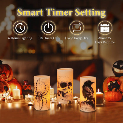 3-Pack: Halloween Battery Operated Flameless Candle Lamp with Timer Setting __stock:50 Holiday Decor & Apparel refund_fee:1200