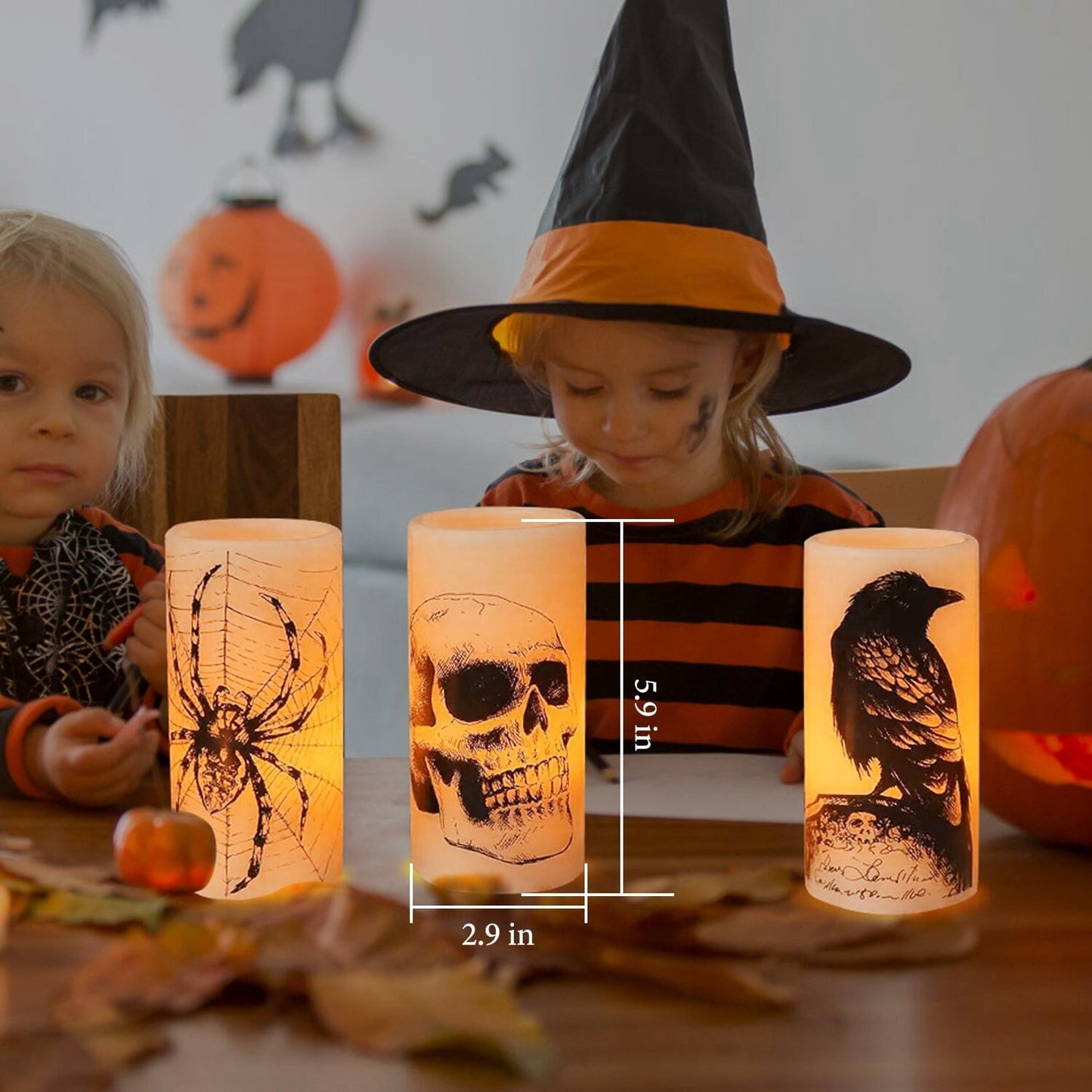 3-Pack: Halloween Battery Operated Flameless Candle Lamp with Timer Setting __stock:50 Holiday Decor & Apparel refund_fee:1200