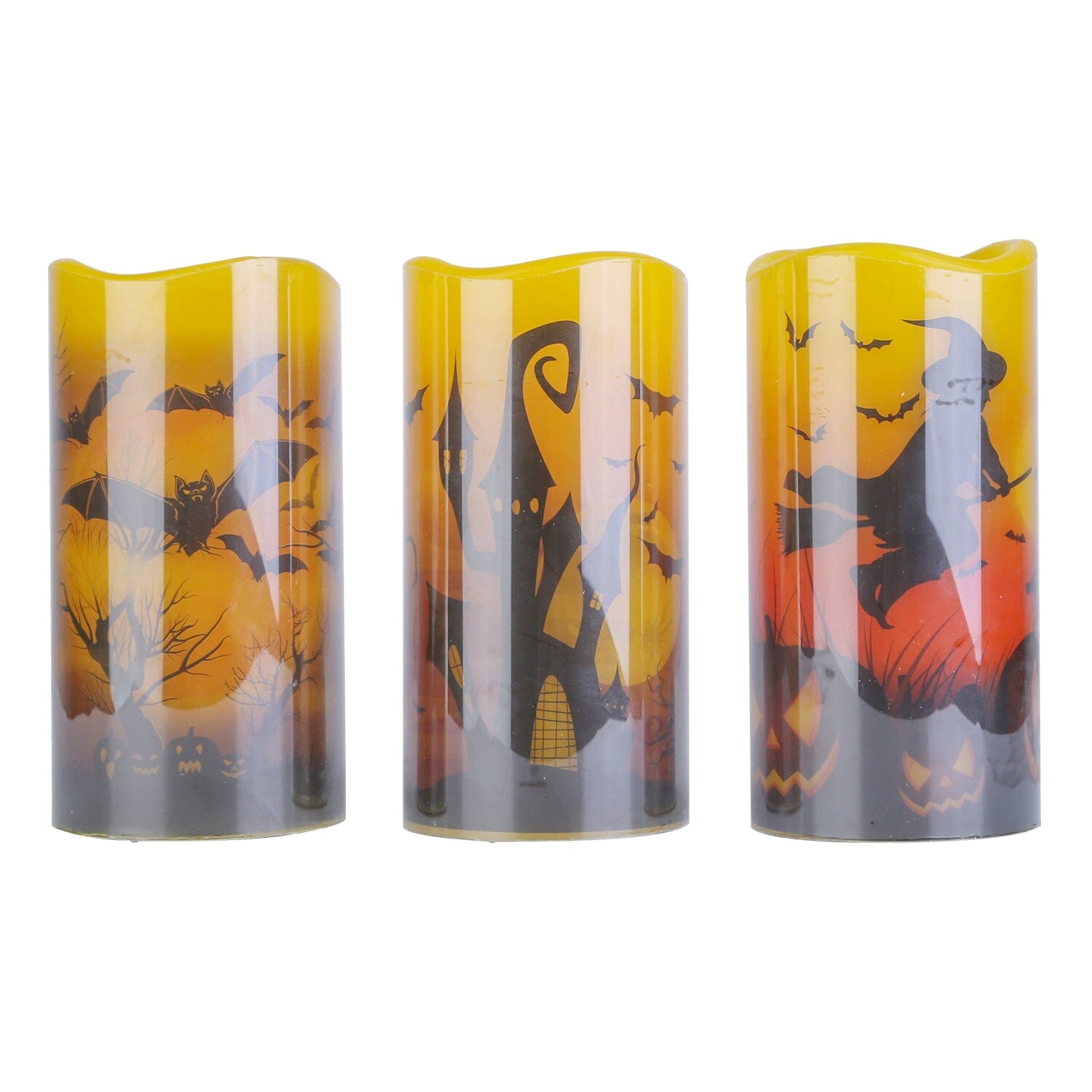 3-Pack: Halloween Battery Operated Flameless Candle Lamp with Timer Setting WitchBatCastle __stock:50 Holiday Decor & Apparel refund_fee:1200