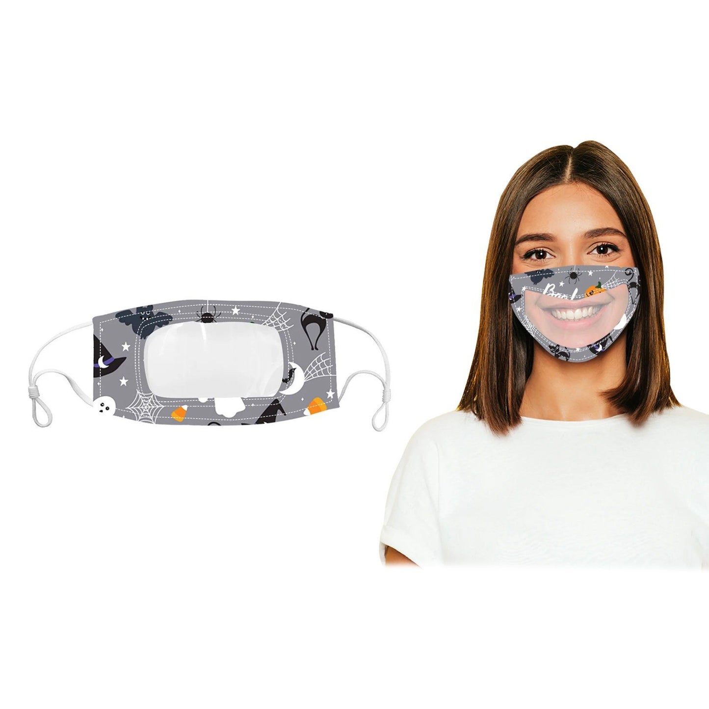 3-Pack: Halloween Edition Smile Communicator Clear Mouth Face Mask __stock:50 Holiday Decor & Apparel refund_fee:800