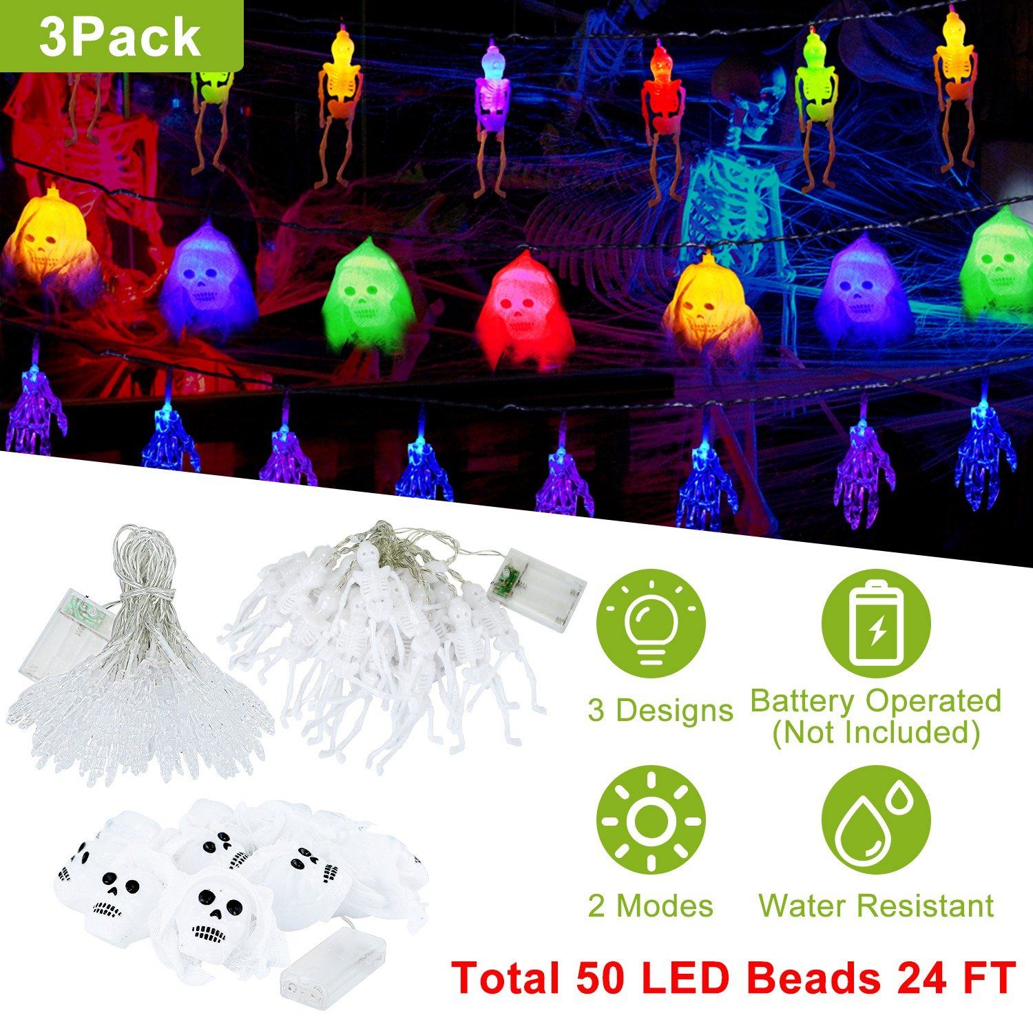 3-Pack: Halloween String Light Decorations Holiday Decor & Apparel refund_fee:1800 Warranty