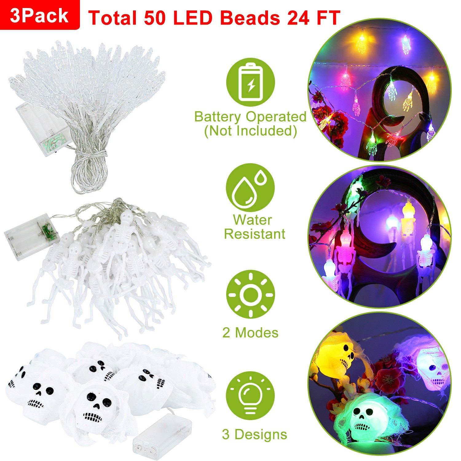 3-Pack: Halloween String Light Decorations Holiday Decor & Apparel refund_fee:1800 Warranty