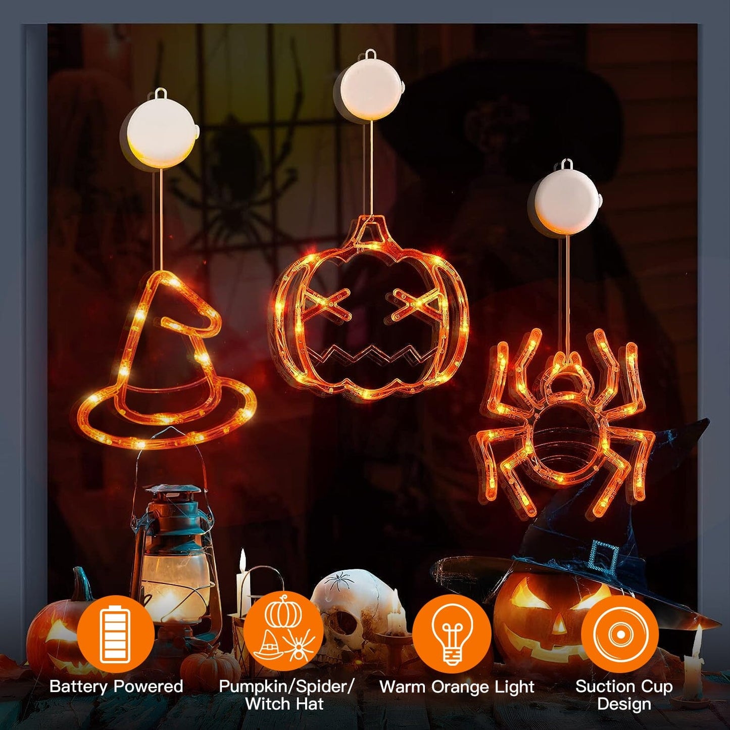 3-Pack: Halloween Window Light with Suction Cup Hanging Holes __stock:50 Holiday Decor & Apparel refund_fee:1200 Warranty