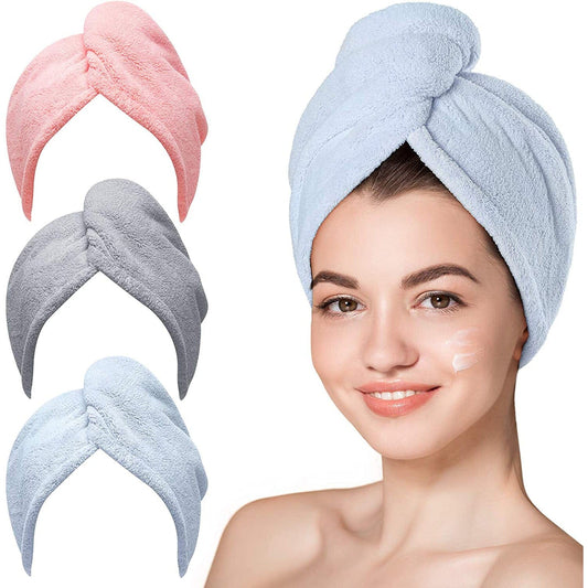 3-Pack: Hicober Microfiber Hair Towel Blue/Gray/Pink __stock:200 Bath refund_fee:800