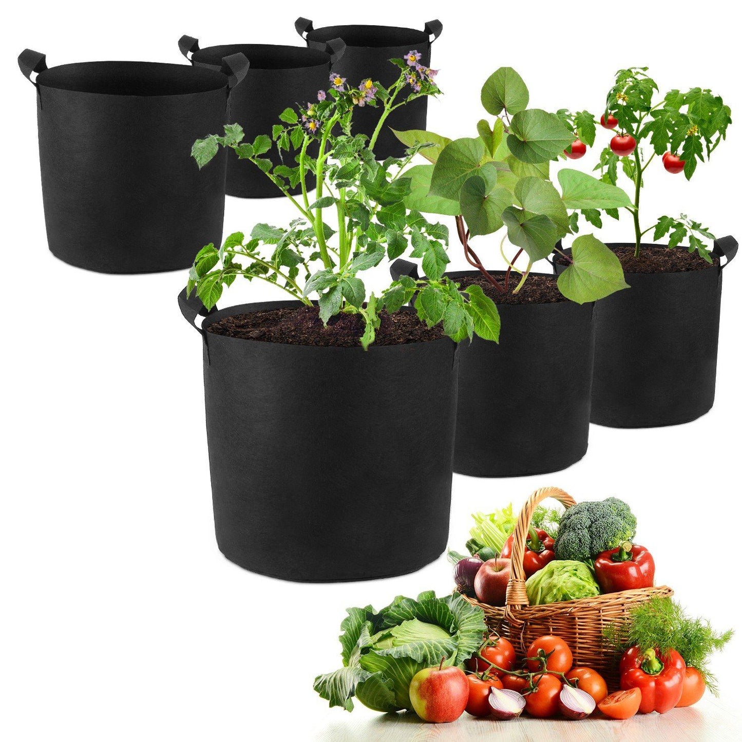 3-Pack: Planter Bags Breathable Planting Fabric Pots with Harvest Window __stock:50 Garden & Patio Low stock refund_fee:800