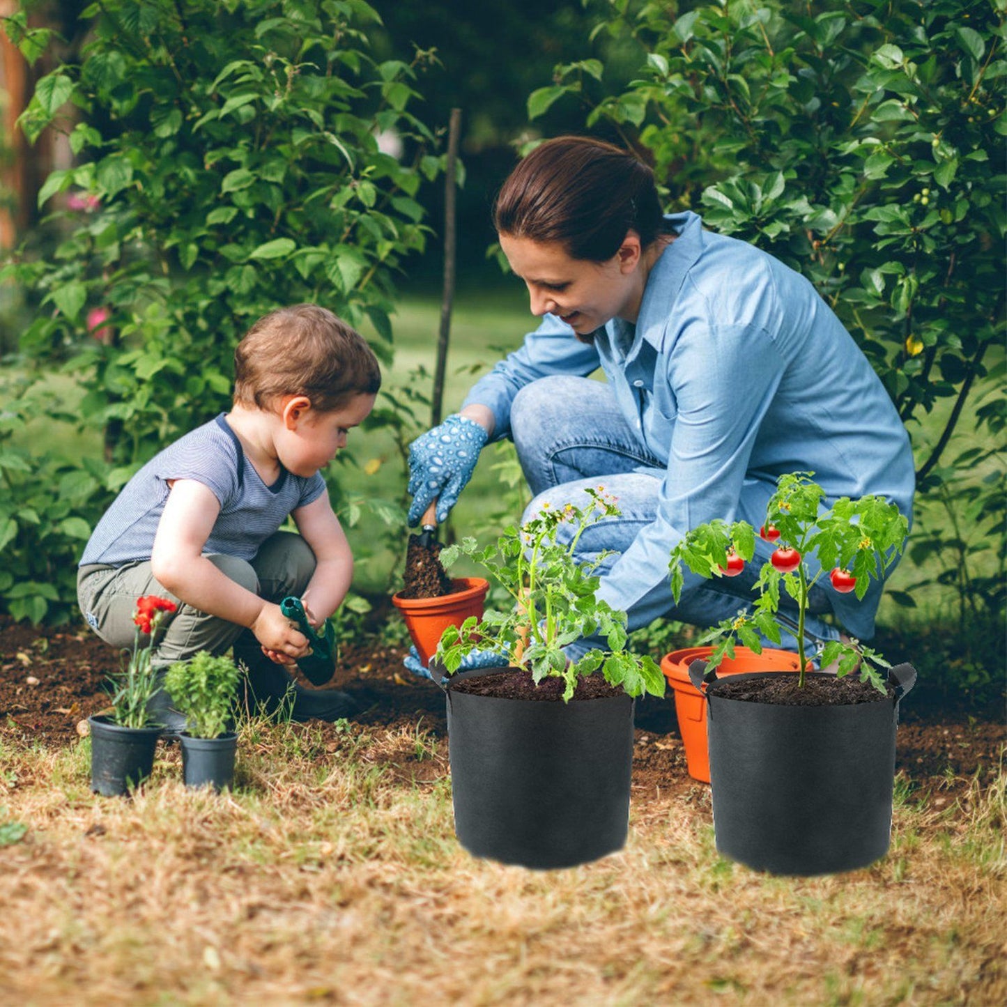 3-Pack: Planter Bags Breathable Planting Fabric Pots with Harvest Window __stock:50 Garden & Patio Low stock refund_fee:800