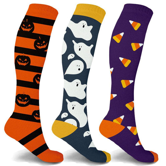 3-Pairs: Halloween Fun Knee High Compression Socks Set 1 Holiday Decor & Apparel refund_fee:800