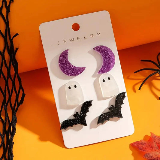 3-Pairs: Retro Halloween Earrings __stock:200 Holiday Decor & Apparel refund_fee:800