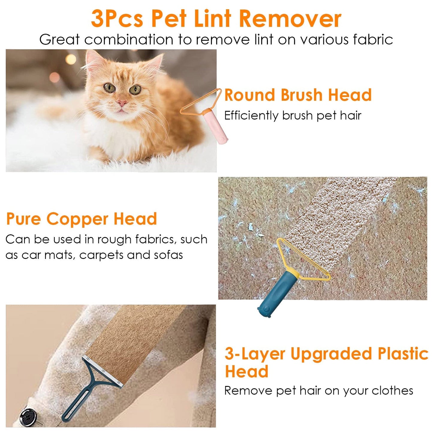 3-Piece: Portable Reusable Double Side Lint Remover __stock:50 Household Appliances Low stock refund_fee:800