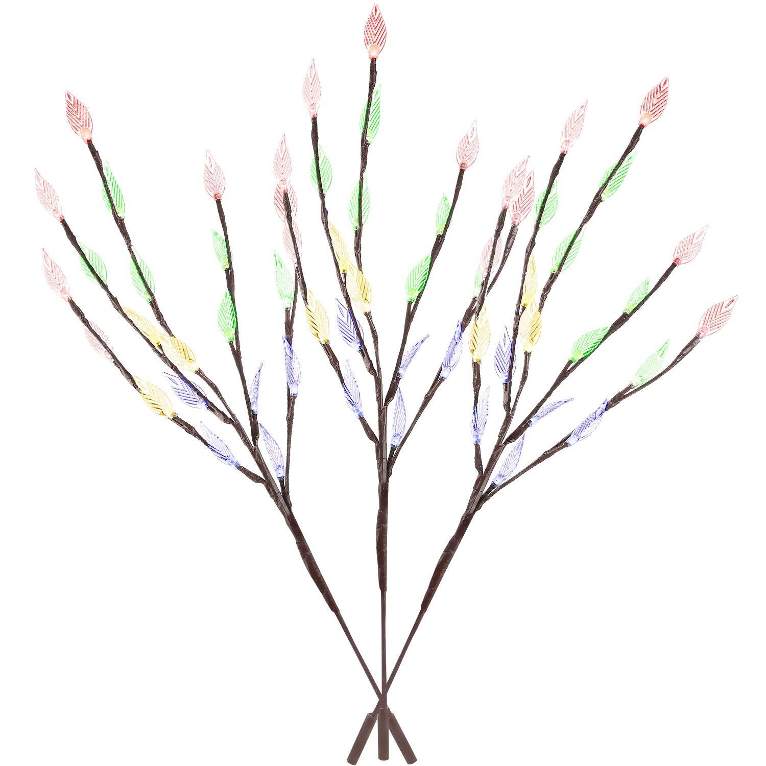 3-Piece Set: 60 LED Solar Garden Lights Tree Branch Leaf Shape Lamp Colorful __stock:50 refund_fee:1200 String & Fairy Lights Warranty