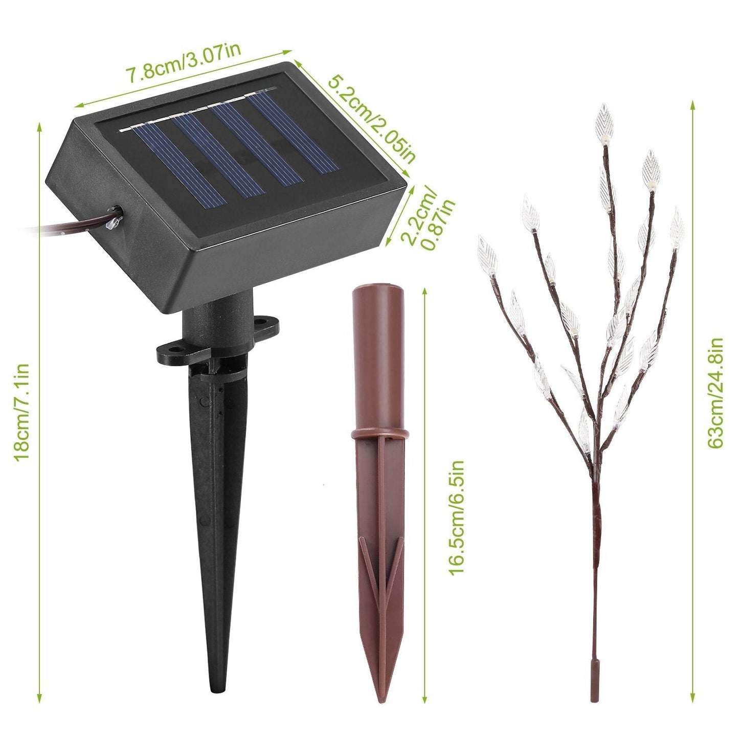 3-Piece Set: 60 LED Solar Garden Lights Tree Branch Leaf Shape Lamp __stock:50 refund_fee:1200 String & Fairy Lights Warranty