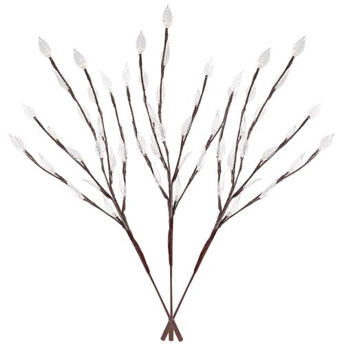 3-Piece Set: 60 LED Solar Garden Lights Tree Branch Leaf Shape Lamp White __stock:50 refund_fee:1200 String & Fairy Lights Warranty