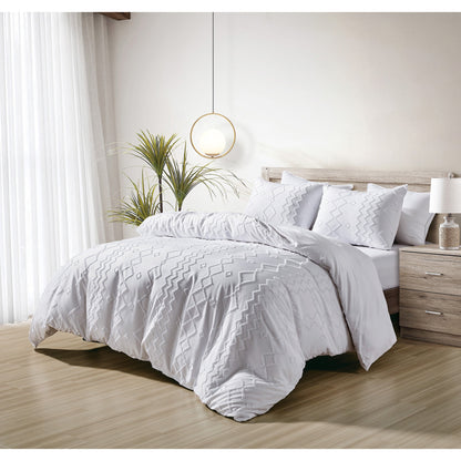 3-Piece Set: Bibb Home Tufted Clipped Duvet Cover White __label2:BOGO 30% OFF __stock:300 Bedding refund_fee:1200