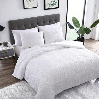 3-Piece Set: Elm Stripe Seersucker Bedding Collection White __label2:BOGO 30% OFF __stock:250 Bedding refund_fee:1800