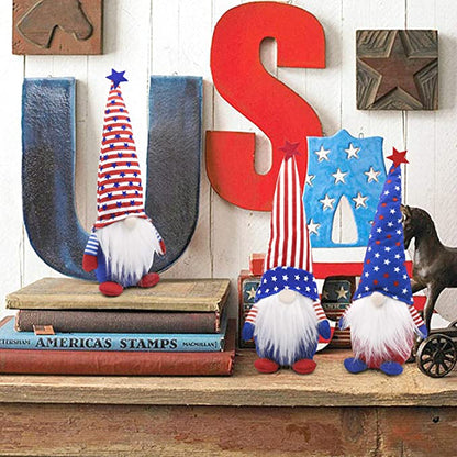 3-Piece Set: Patriotic Gnome Plush Standing Statues __stock:200 Holiday Decor & Apparel refund_fee:800