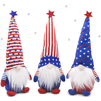3-Piece Set: Patriotic Gnome Plush Standing Statues __stock:200 Holiday Decor & Apparel refund_fee:800