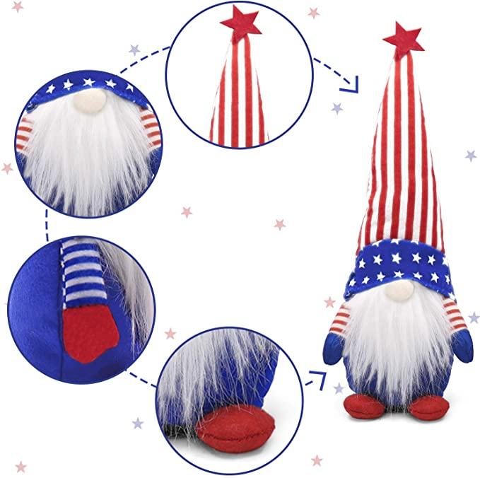 3-Piece Set: Patriotic Gnome Plush Standing Statues __stock:200 Holiday Decor & Apparel refund_fee:800
