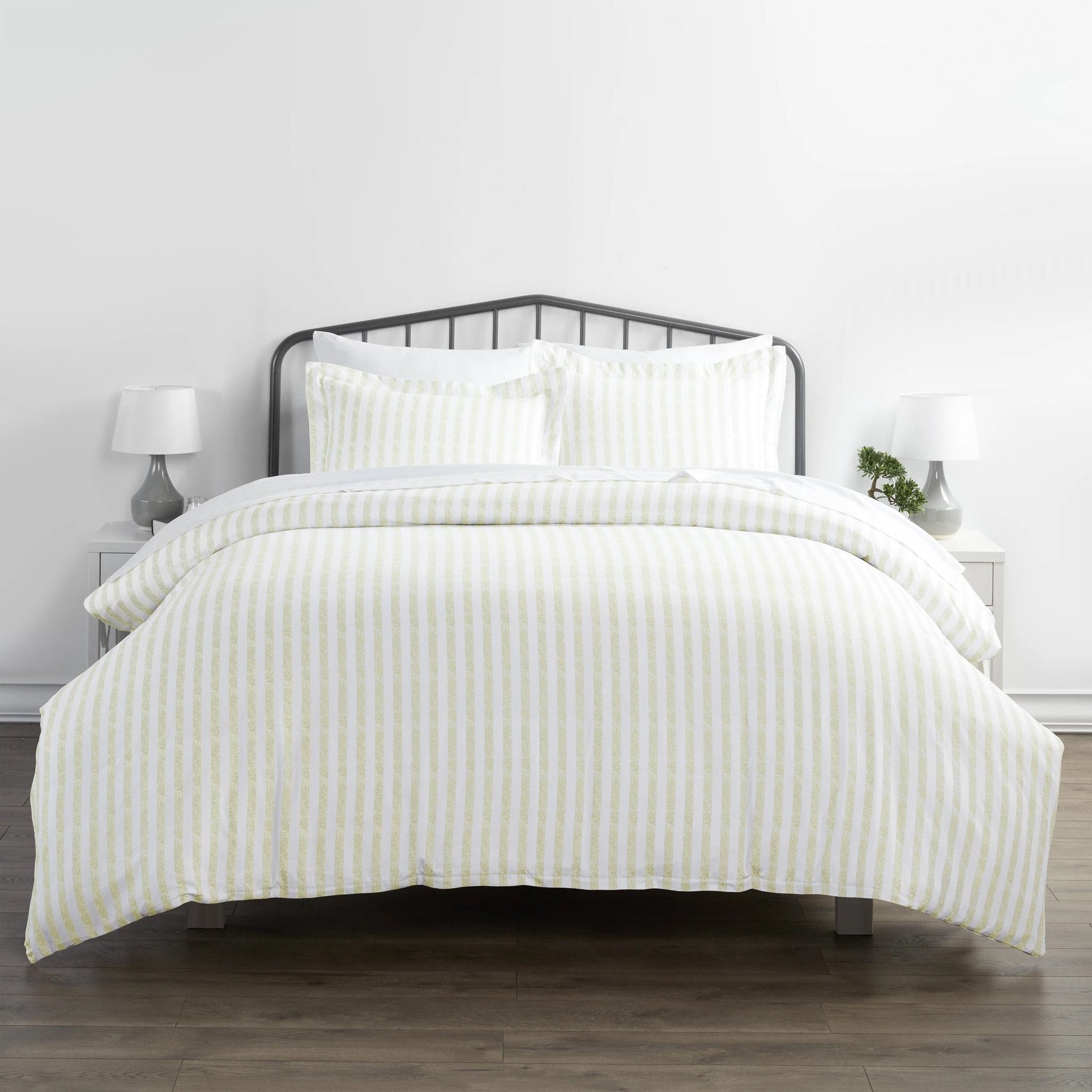 3-Piece Set: Rugged Stripes Patterned Duvet Cover Ivory __label2:BOGO 30% OFF Bedding Low stock refund_fee:1200