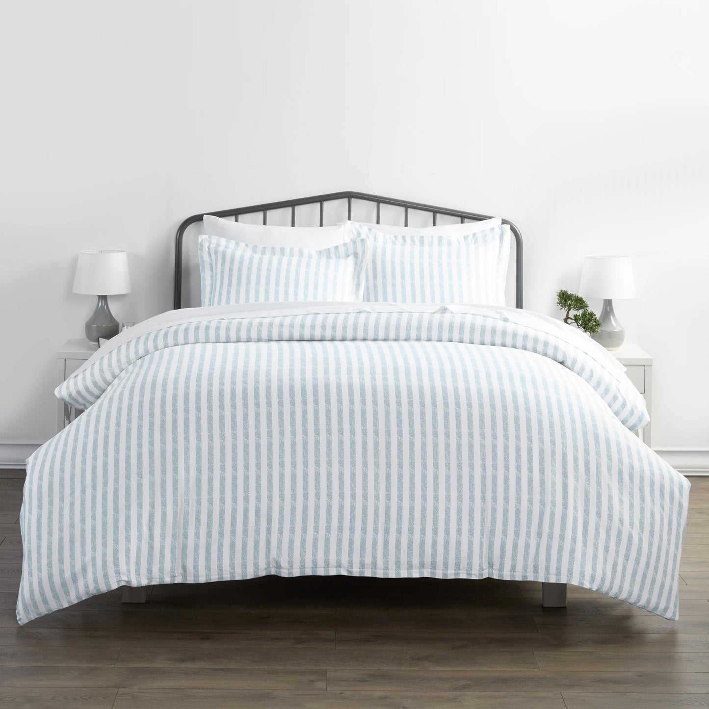 3-Piece Set: Rugged Stripes Patterned Duvet Cover Light Blue __label2:BOGO 30% OFF Bedding Low stock refund_fee:1200