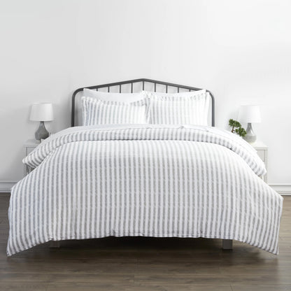 3-Piece Set: Rugged Stripes Patterned Duvet Cover Light Gray __label2:BOGO 30% OFF Bedding Low stock refund_fee:1200