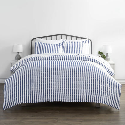 3-Piece Set: Rugged Stripes Patterned Duvet Cover Navy __label2:BOGO 30% OFF Bedding Low stock refund_fee:1200