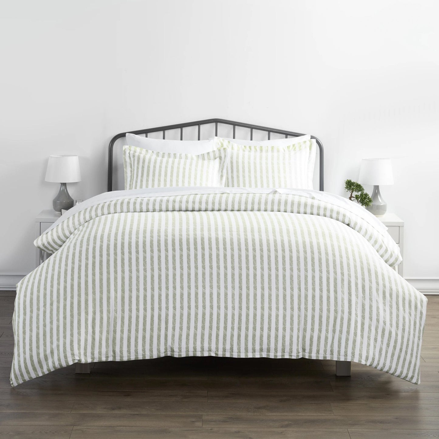 3-Piece Set: Rugged Stripes Patterned Duvet Cover Sage __label2:BOGO 30% OFF Bedding Low stock refund_fee:1200