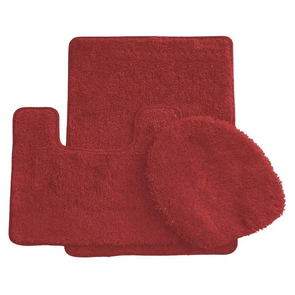 3-Piece Set: Simple Elegance by Ben&Jonah Bath Rug Burgundy __stock:100 Bath refund_fee:1200 show-color-swatches