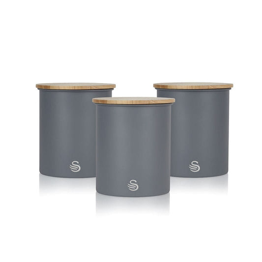 3-Piece Set: Swan Nordic Canisters Gray __stock:50 Kitchen & Dining refund_fee:1800