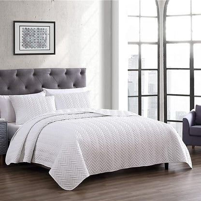 3-Piece: The Nesting Company Birch Bedding Collection Embossed Quilt Coverlet Bedspread Set __label2:BOGO 30% OFF __stock:350 Bedding refund_fee:1800