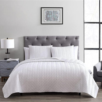 3-Piece: The Nesting Company Birch Bedding Collection Embossed Quilt Coverlet Bedspread Set White __label2:BOGO 30% OFF __stock:350 Bedding refund_fee:1800