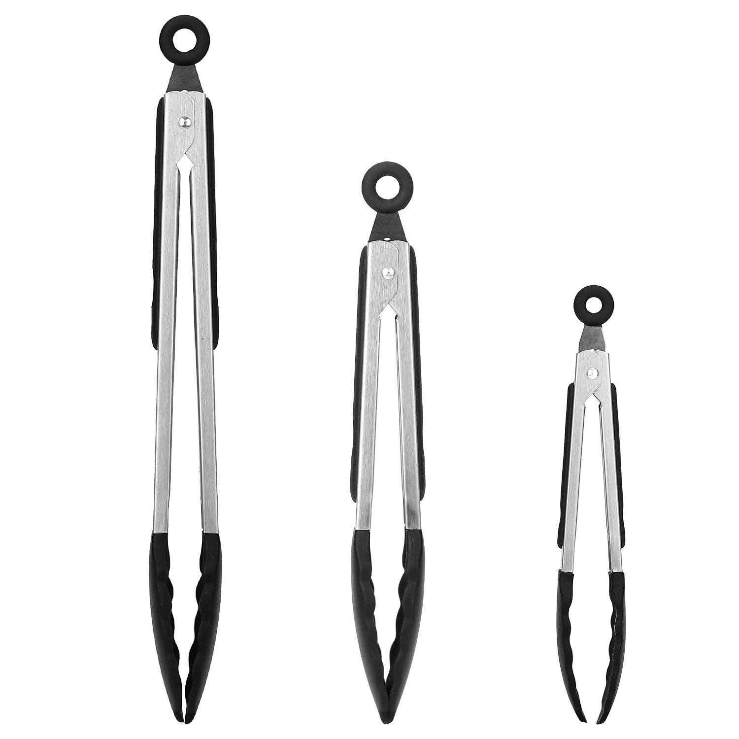 3-Pieces: Kitchen Tongs Stainless Steel with Silicon Kitchen & Dining refund_fee:800