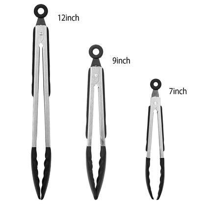 3-Pieces: Kitchen Tongs Stainless Steel with Silicon Kitchen & Dining refund_fee:800