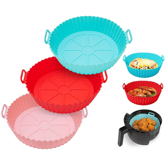 3-Pieces: Reusable Foldable Air Fryer Silicone Pot for 4+ Quart Air Fryer Oven __stock:50 Kitchen & Dining Low stock refund_fee:1200