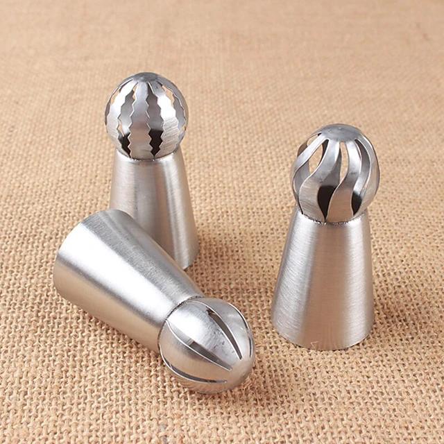 3-Pieces: Russian Stainless Steel Tips Tulip Sphere Whip Cream Buttercream Icing Piping Nozzles Kitchen & Dining refund_fee:800