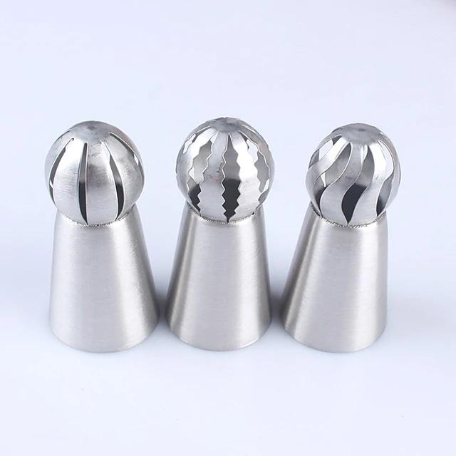 3-Pieces: Russian Stainless Steel Tips Tulip Sphere Whip Cream Buttercream Icing Piping Nozzles Kitchen & Dining refund_fee:800