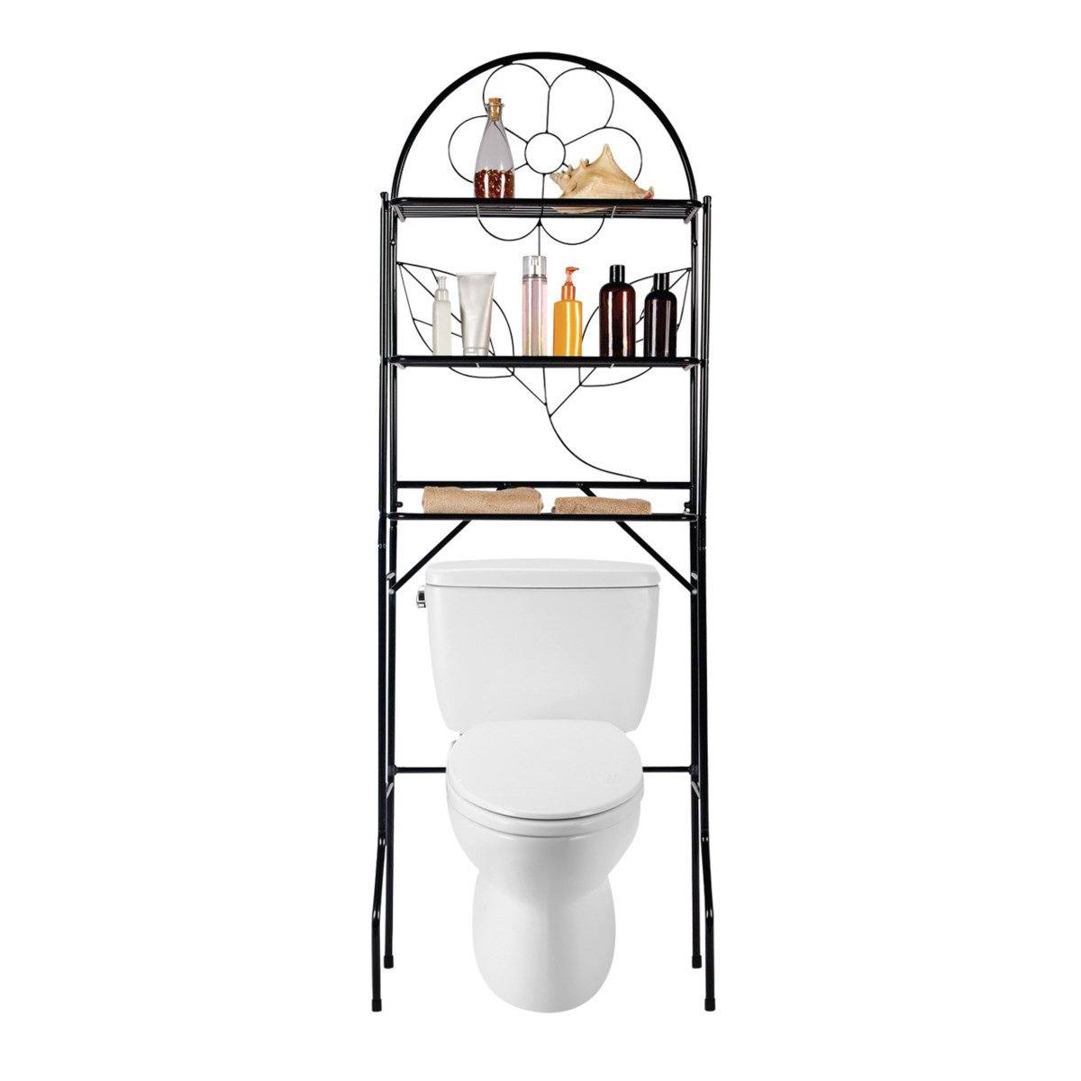 3 Shelf Over the Toilet Bathroom Space Saver Black __stock:200 Bath refund_fee:2200 show-color-swatches