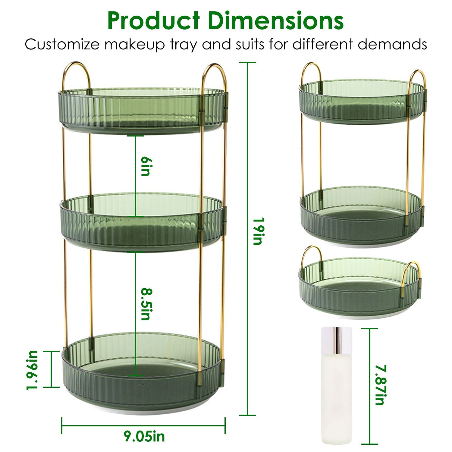 3-Tier 360° Spinning Rotating Makeup Organizer __stock:50 Closet & Storage Low stock refund_fee:1200