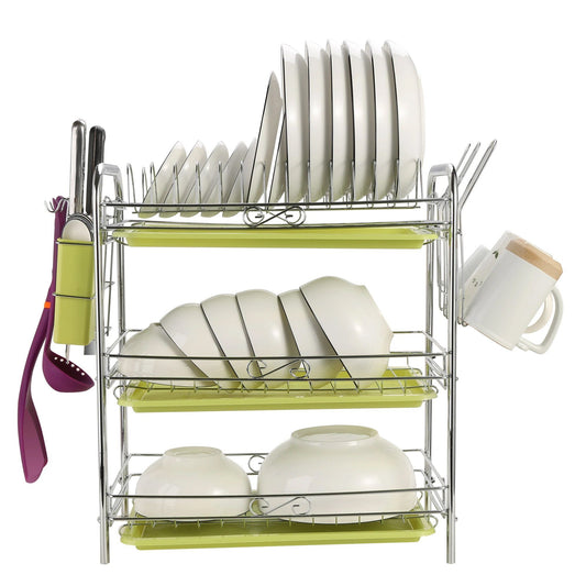 3 Tier Dish Drying Rack Drainer Kitchen Storage Board Cutlery Cup Shelf Kitchen & Dining refund_fee:1800