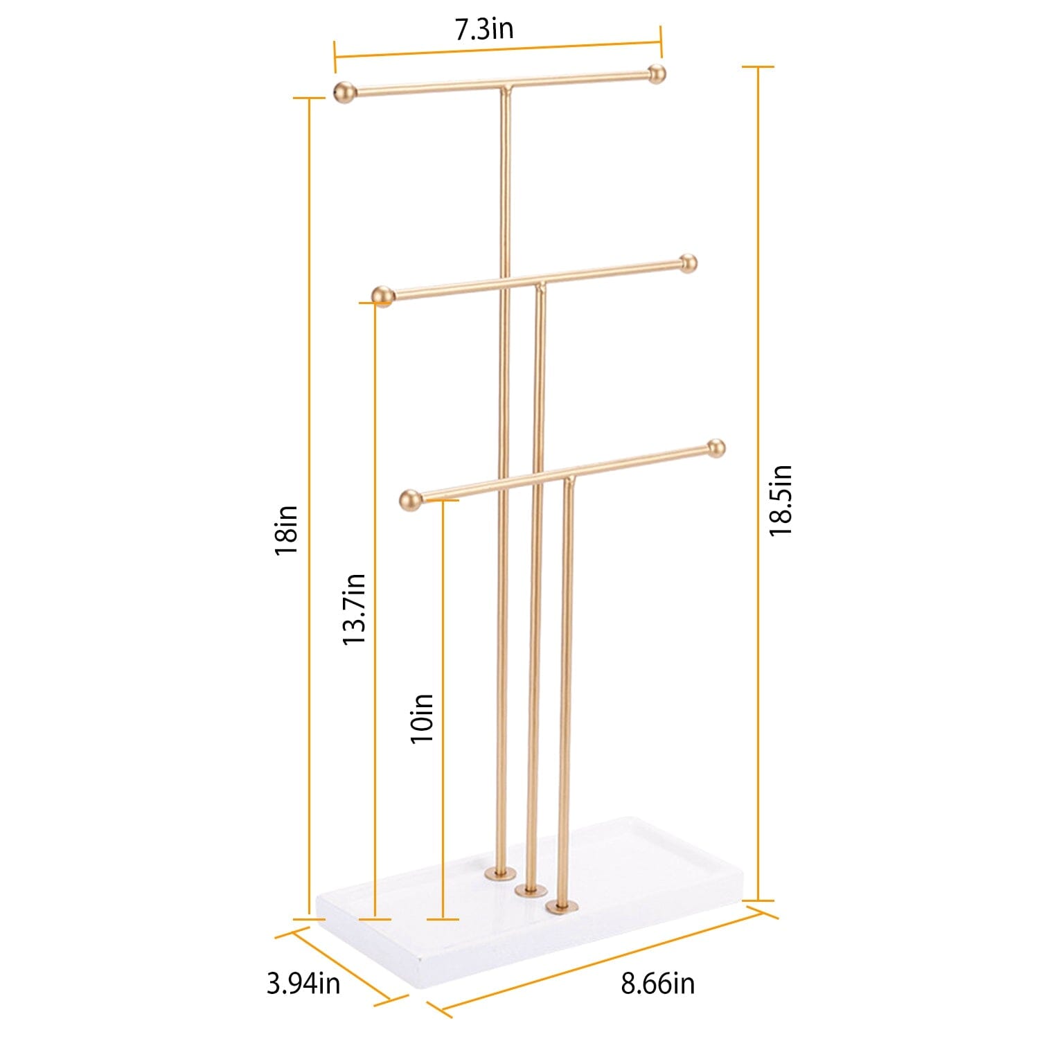 3-Tier Gold Metal Tabletop Jewelry Tree Stand __stock:50 Closet & Storage refund_fee:1200