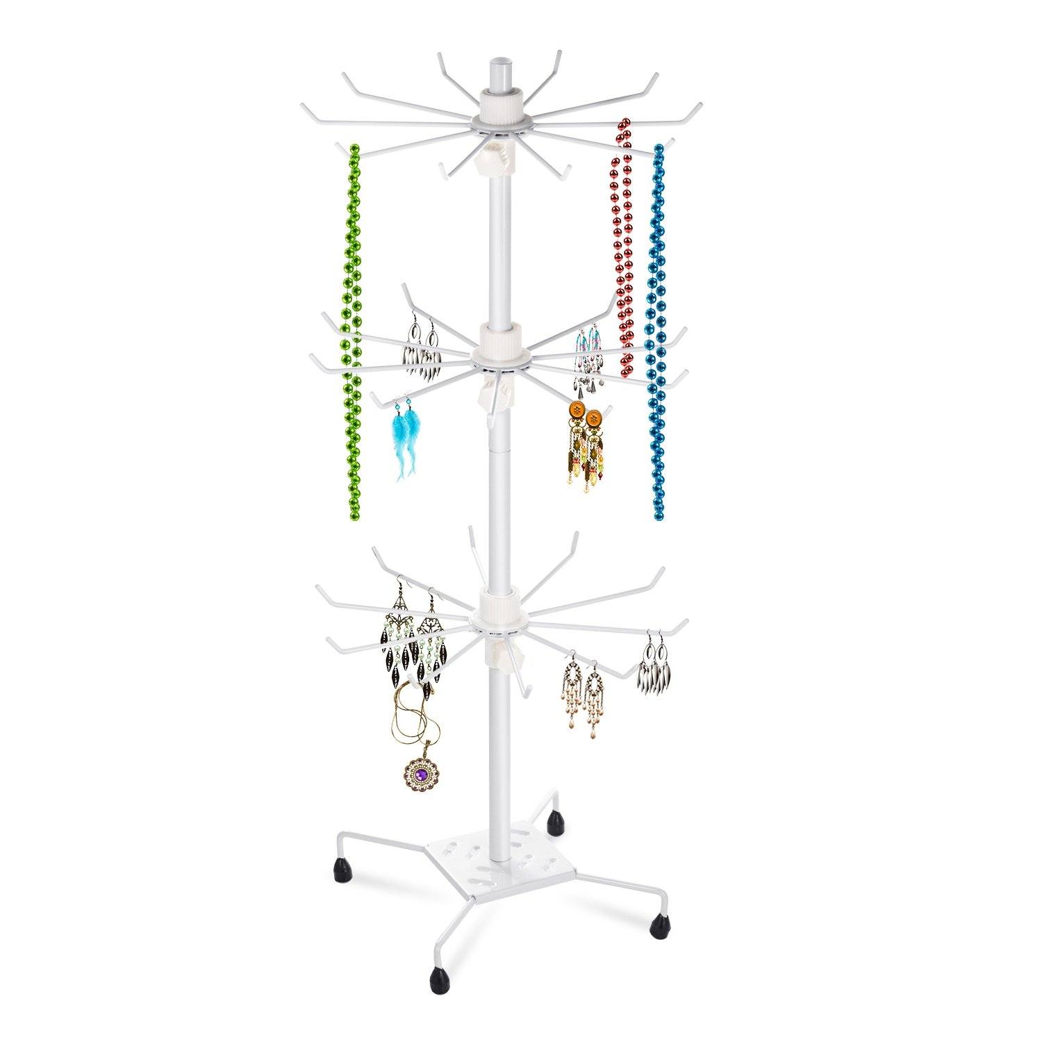 3-Tier Metal Jewelry Rack 30-Hook Necklaces Bracelets Display Stand Closet & Storage Low stock refund_fee:1200