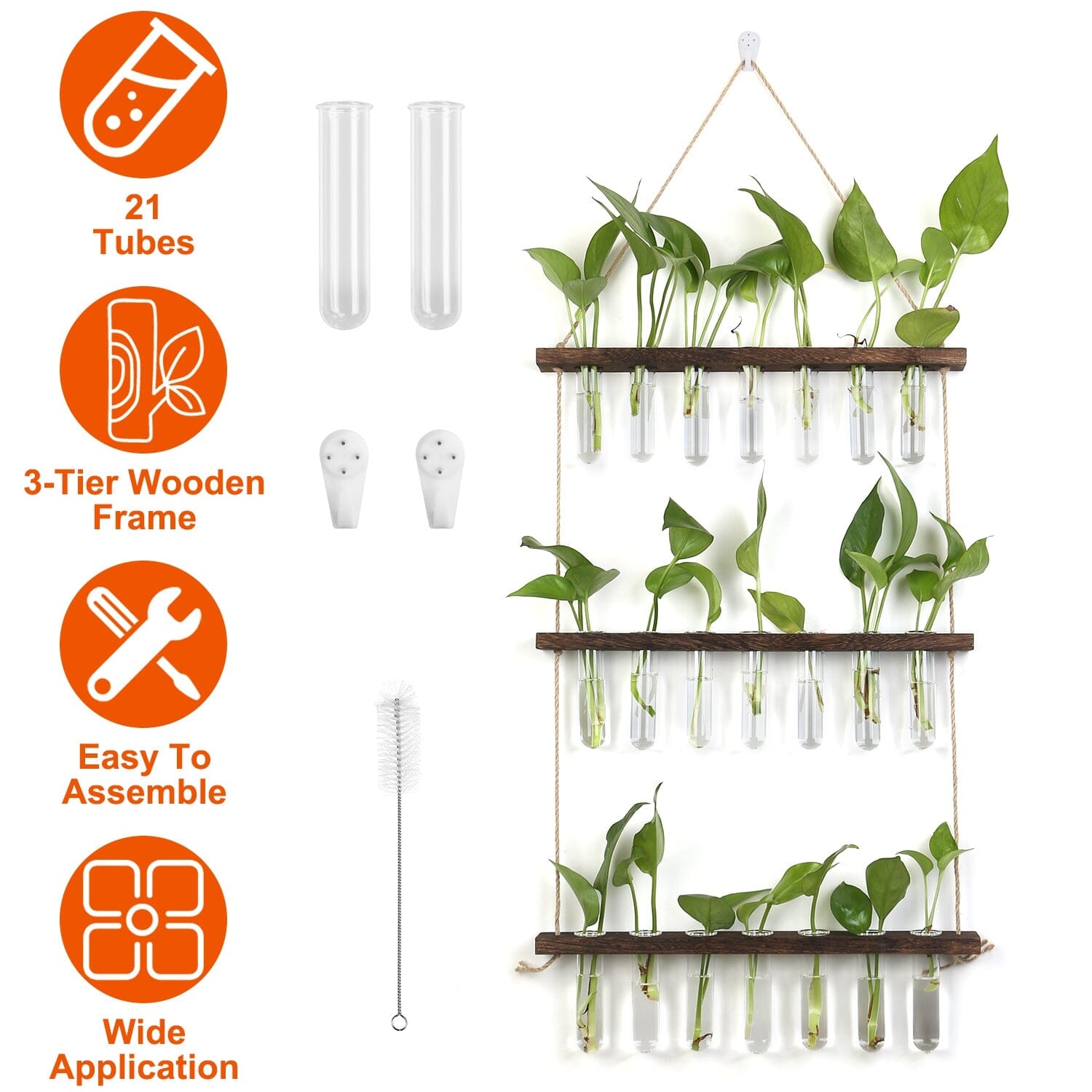 3-Tier Wall Hanging Glass Tube Planter __stock:50 Garden & Patio refund_fee:1200