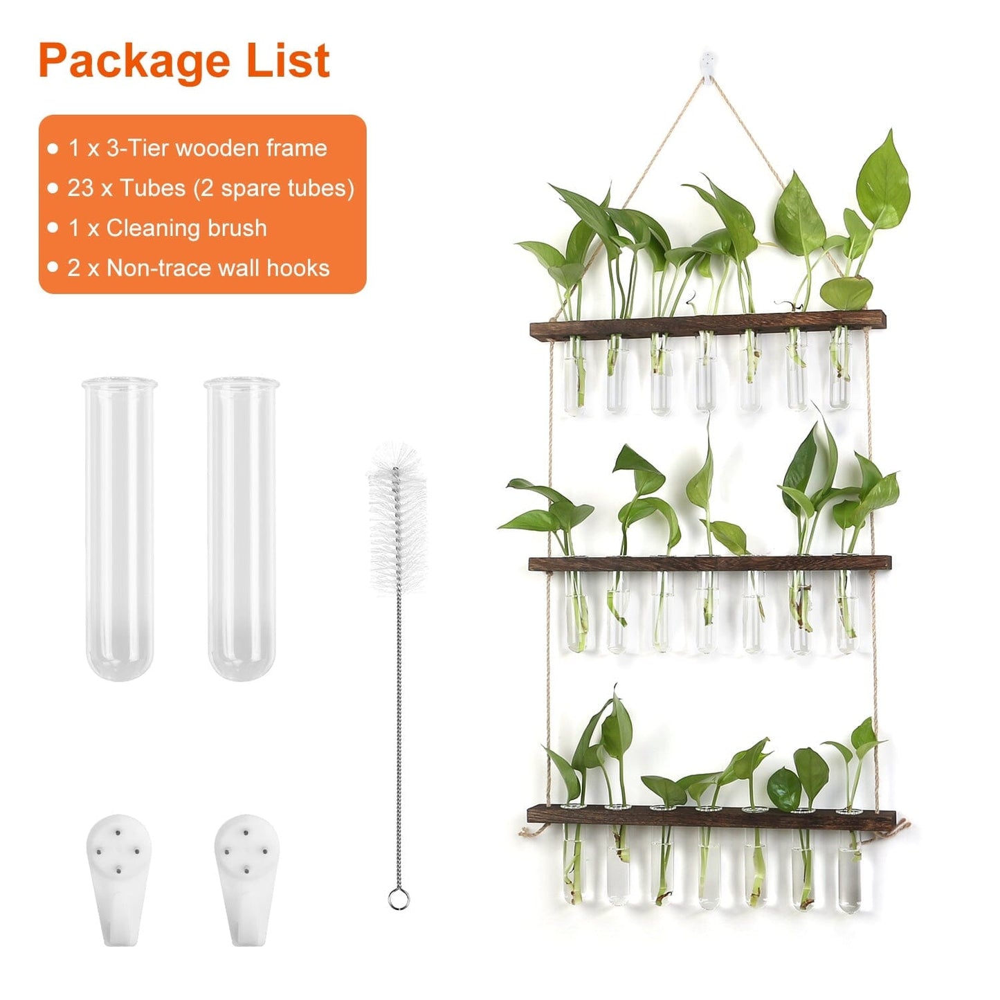 3-Tier Wall Hanging Glass Tube Planter __stock:50 Garden & Patio refund_fee:1200