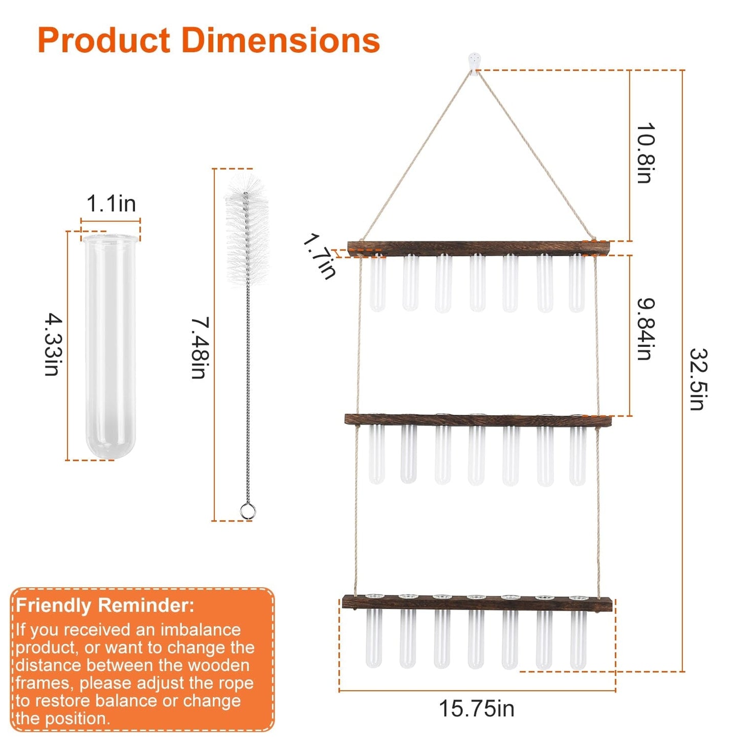 3-Tier Wall Hanging Glass Tube Planter __stock:50 Garden & Patio refund_fee:1200