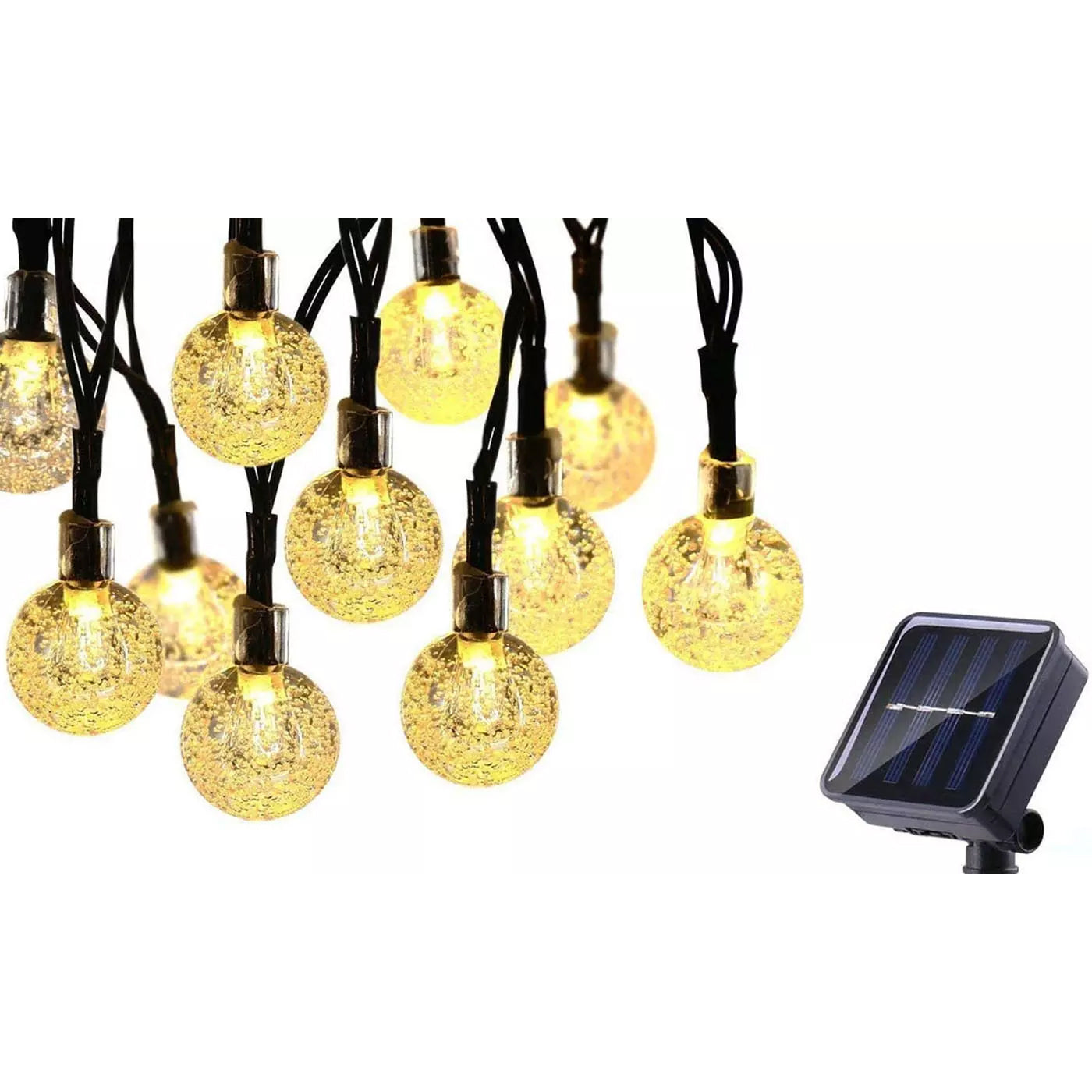 30 LED Solar String Ball Lights Outdoor Waterproof Garden Decor Yellow __stock:200 refund_fee:1200 String & Fairy Lights Warranty