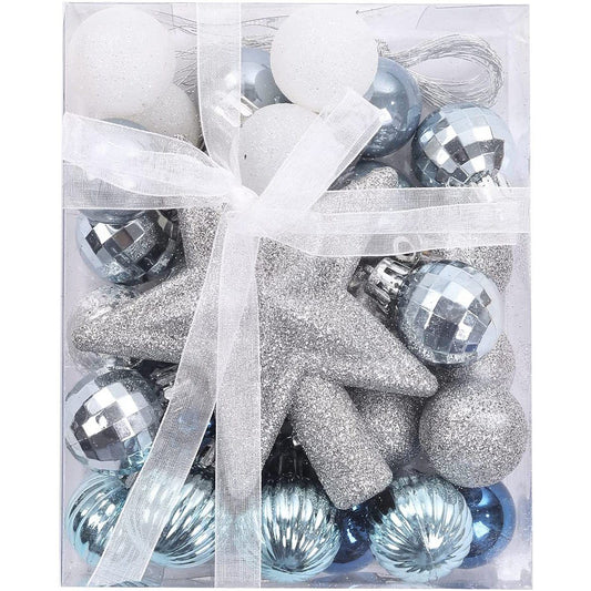 30-Piece: Christmas Balls Ornaments for Xmas Tree Blue/White/Silver __stock:100 Holiday Decor & Apparel refund_fee:800